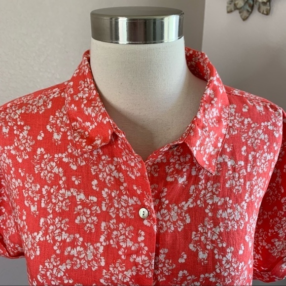 Rachel Zoe Floral Print Linen Button Blouse sz L - Picture 8 of 10